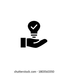 Solution Icon in black flat glyph, filled style isolated on white background