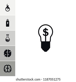 Solution icon. collection of 6 solution filled icons such as brain, energetic drink, bulb with dollar. editable solution icons for web and mobile.