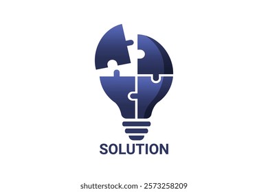 Solution Icon Design in a white background in blue color. 