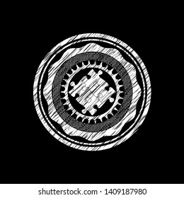 solution icon drawn on blackboard