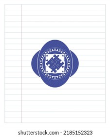 icono de solución dibujado con lápiz. Tinta azul. Ilustración vectorial. Detallado. 