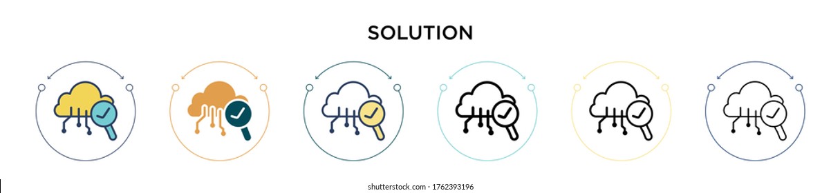 Solution icon in filled, thin line, outline and stroke style. Vector illustration of two colored and black solution vector icons designs can be used for mobile, ui, web