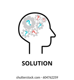Solution icon, flat thin line vector illustration, for graphic and web design
