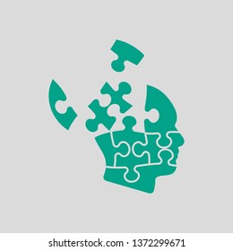 Solution Icon. Green on Gray Background. Vector Illustration.