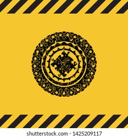 solution icon grunge warning sign emblem. Vector Illustration. Detailed.