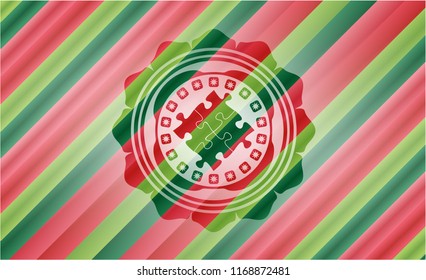 solution icon inside christmas colors style badge.