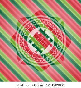 solution icon inside christmas colors badge.