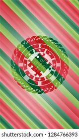 solution icon inside christmas colors style emblem.