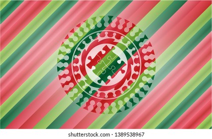 solution icon inside christmas colors emblem.