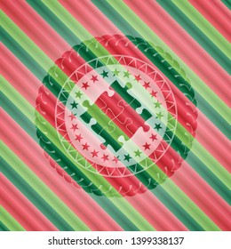 solution icon inside christmas colors style badge.