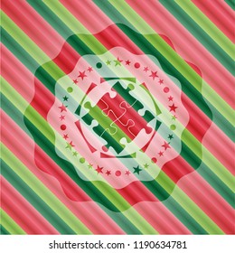 solution icon inside christmas emblem background.