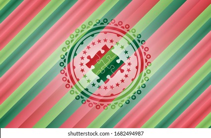 ícono de solución dentro de la insignia de estilo de Navidad...