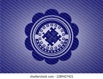 solution icon inside emblem with jean texture
