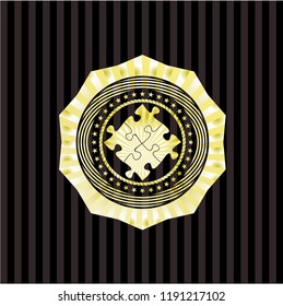 solution icon inside golden badge or emblem