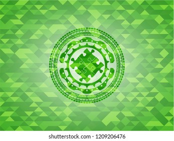 solution icon inside green mosaic emblem