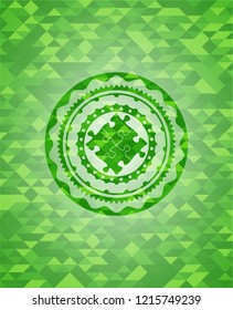 solution icon inside green mosaic emblem