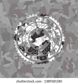 solution icon inside grey camouflage texture