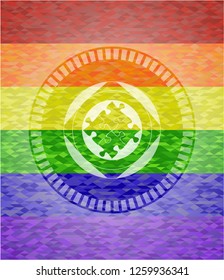 solution icon inside lgbt colors emblem 