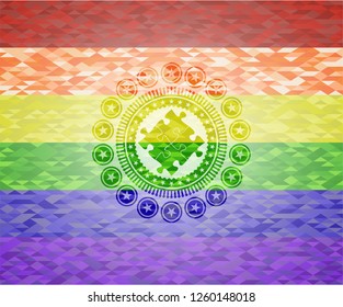 solution icon inside lgbt colors emblem 