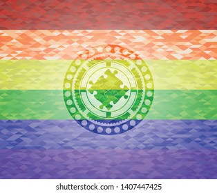 solution icon inside lgbt colors emblem 