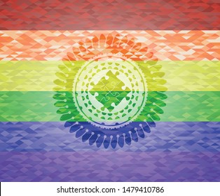 solution icon inside lgbt colors emblem 