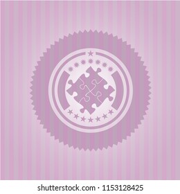 solution icon inside pink emblem