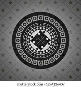 solution icon inside realistic black emblem