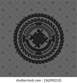 solution icon inside realistic black emblem