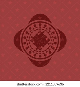 solution icon inside realistic red emblem