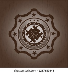 solution icon inside retro style wood emblem