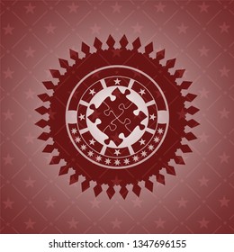 solution icon inside retro style red emblem