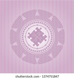 solution icon inside retro style pink emblem
