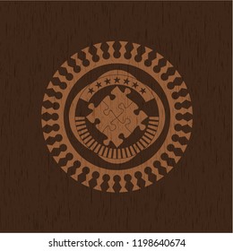 solution icon inside retro wood emblem