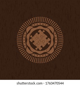 solution icon inside retro wood emblem. 