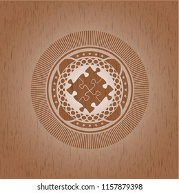 solution icon inside retro wooden emblem