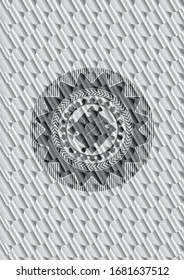 solution icon inside silver color emblem or badge. Scales pattern. Vector Illustration. Detailed.