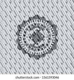 solution icon inside silver shiny emblem. Scales pattern. Vector Illustration. Detailed.
