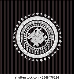 solution icon inside silvery badge or emblem