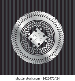 solution icon inside silvery emblem or badge