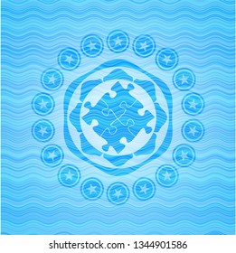 solution icon inside water badge.