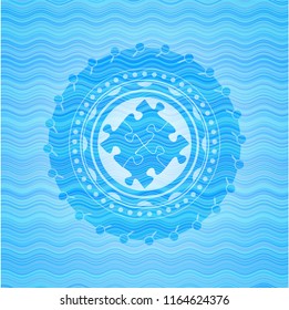 solution icon inside water emblem background.