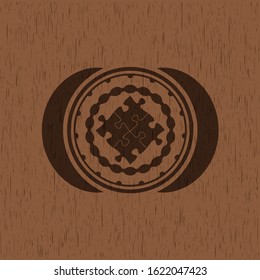 solution icon inside wood badge or emblem