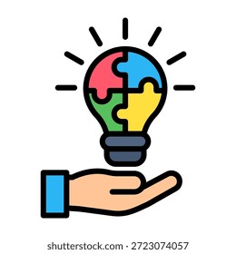 Solution Icon Lineal Color Design Vector Illustration