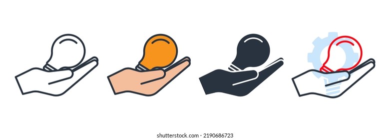 solution icon logo vector illustration. Hand and a lamp symbol template for graphic and web design collection