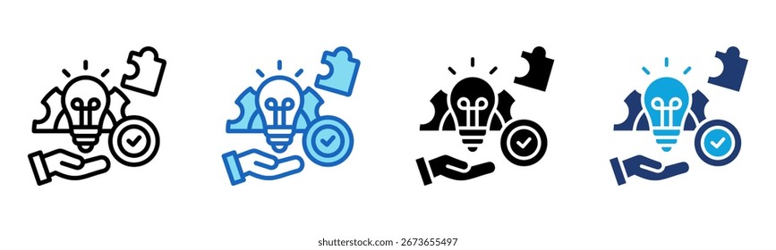 Ícone de solução Ilustração de vetor de vários estilos