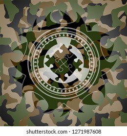 solution icon on camouflage texture