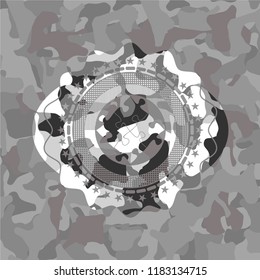 solution icon on grey camo pattern
