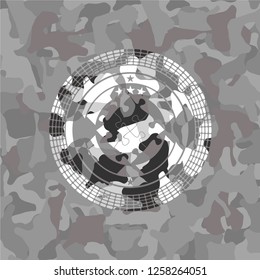 solution icon on grey camouflage texture