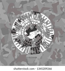 solution icon on grey camouflaged texture