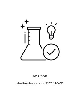 icono de solución. Diseño de icono de estilo de esquema aislado en fondo blanco